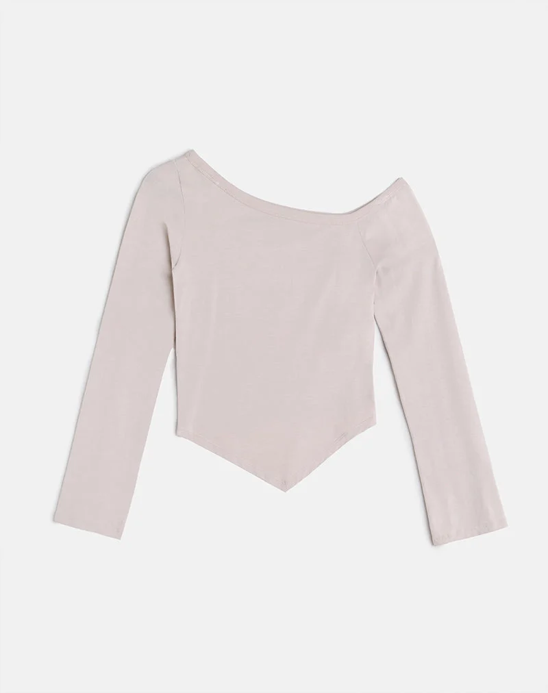 Wakana Asymmetrisches Oberteil mit langen Ärmeln in Cannoli Creme