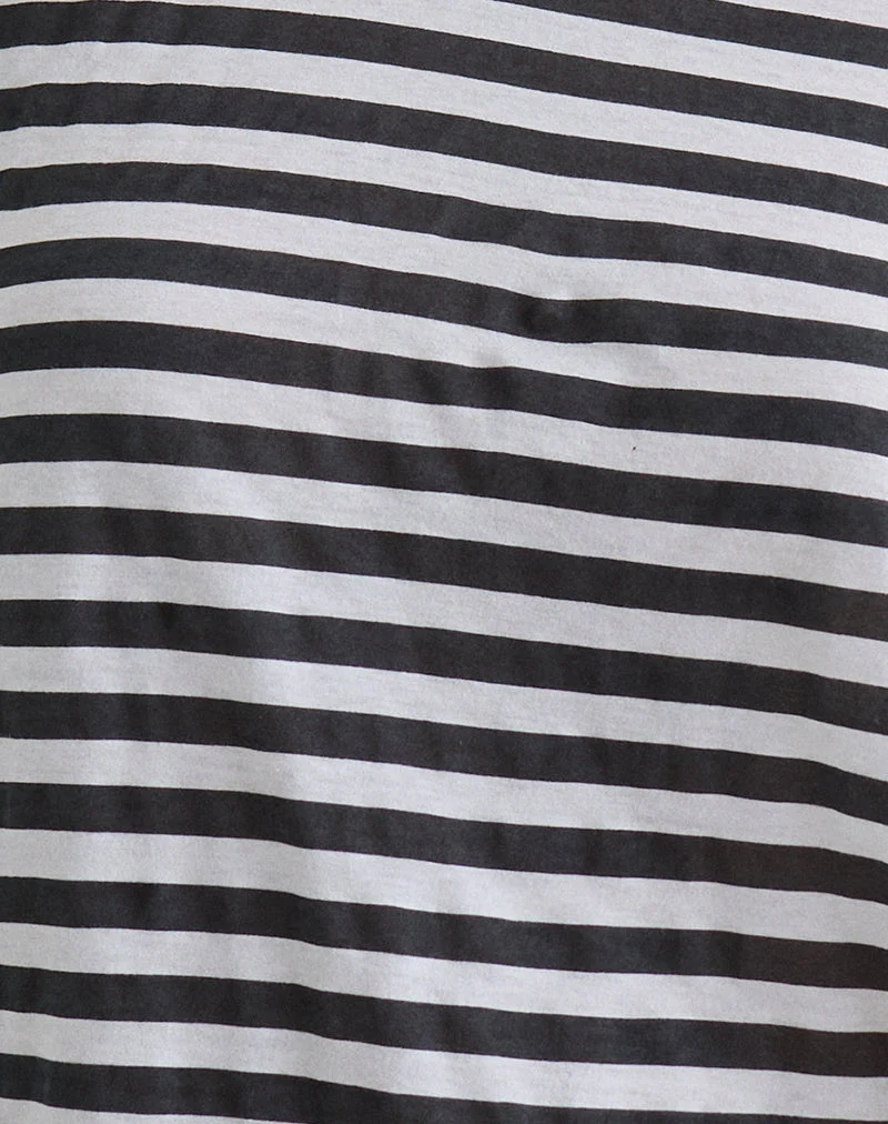 Daman schulterfreies Basic-Top in Elfenbein mit anthrazitfarbenen Streifen