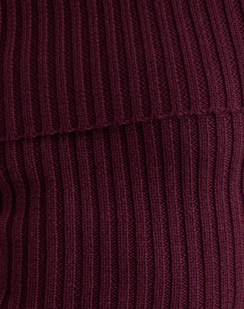 Saskia Bardot Oberteil mit Schleife in Dark Cherry