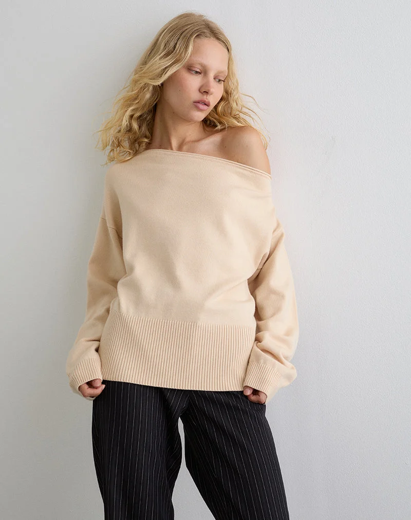 Jalira Asymmetrischer Pullover in Creme