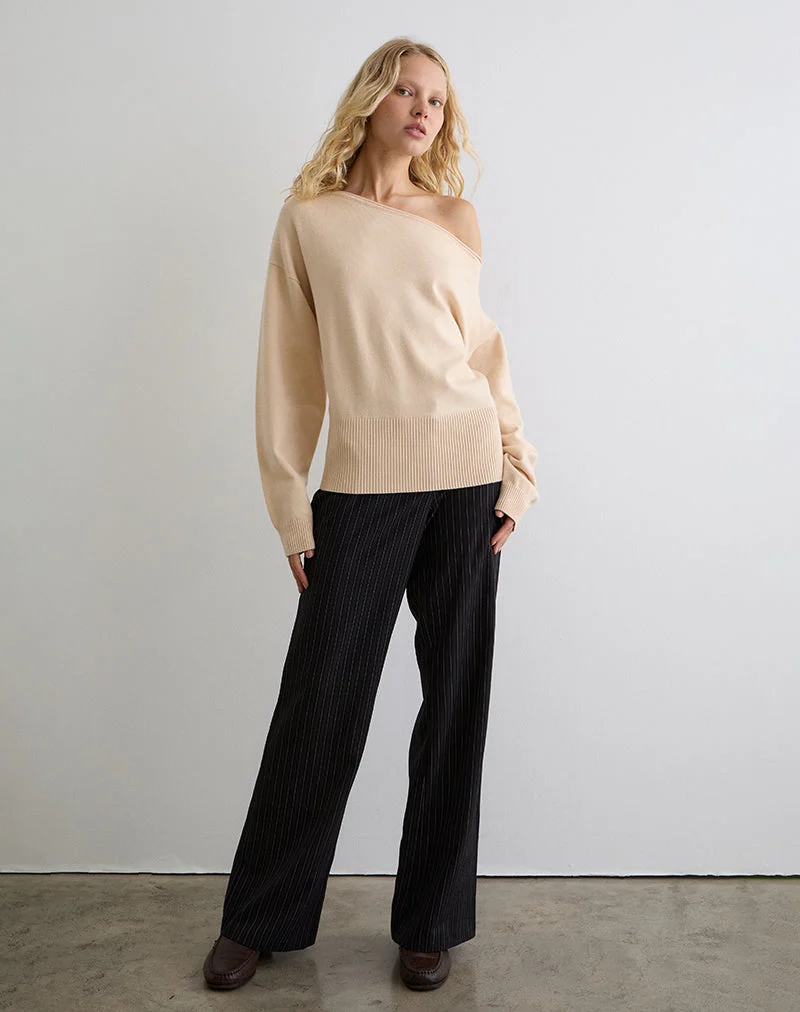 Jalira Asymmetrischer Pullover in Creme