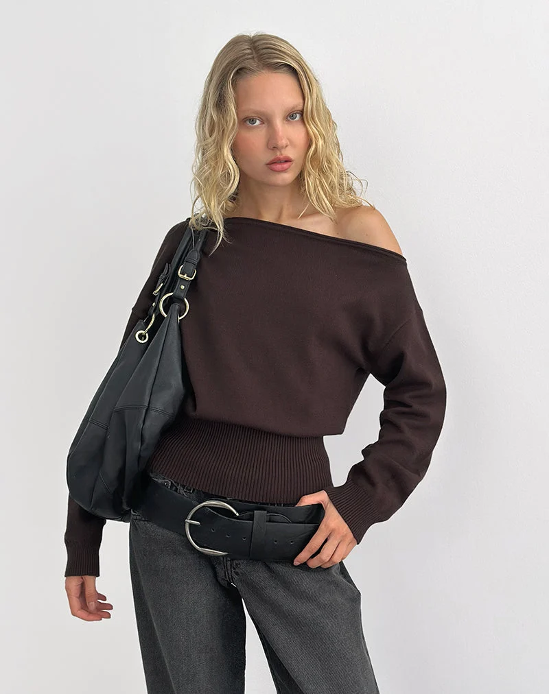 Jalira Asymmetrischer Pullover in Braun