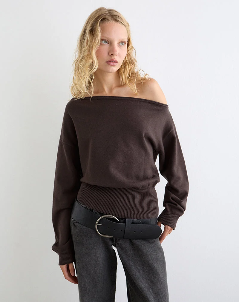 Jalira Asymmetrischer Pullover in Braun