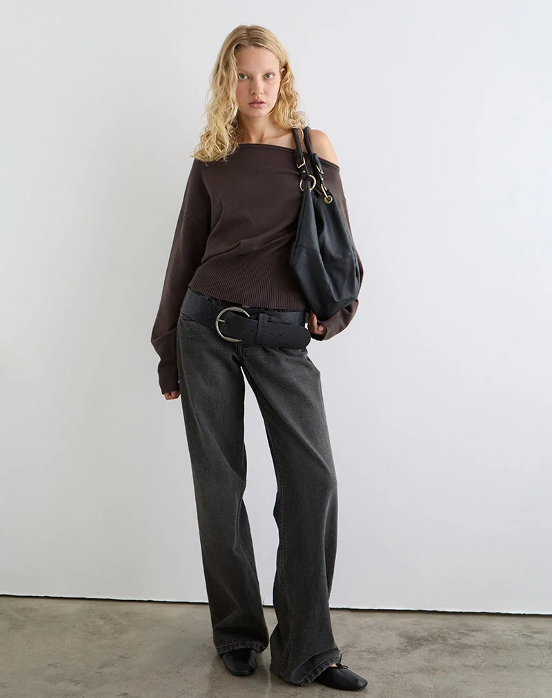 Jalira Asymmetrischer Pullover in Braun