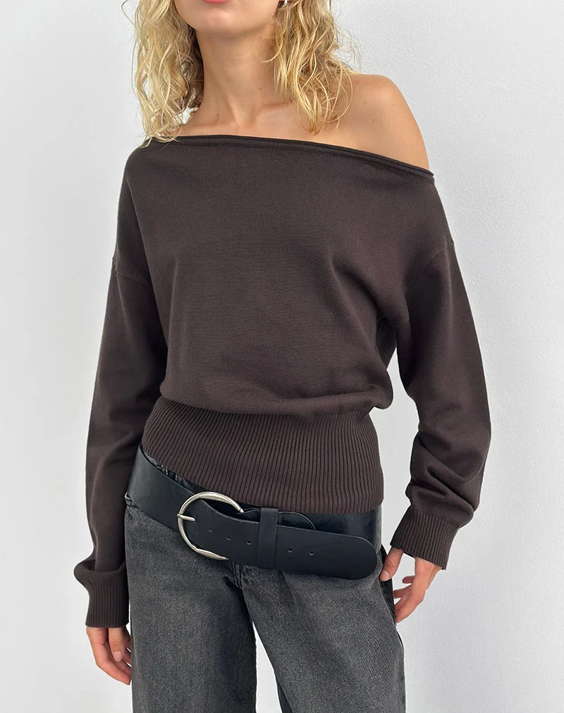 Jalira Asymmetrischer Pullover in Braun