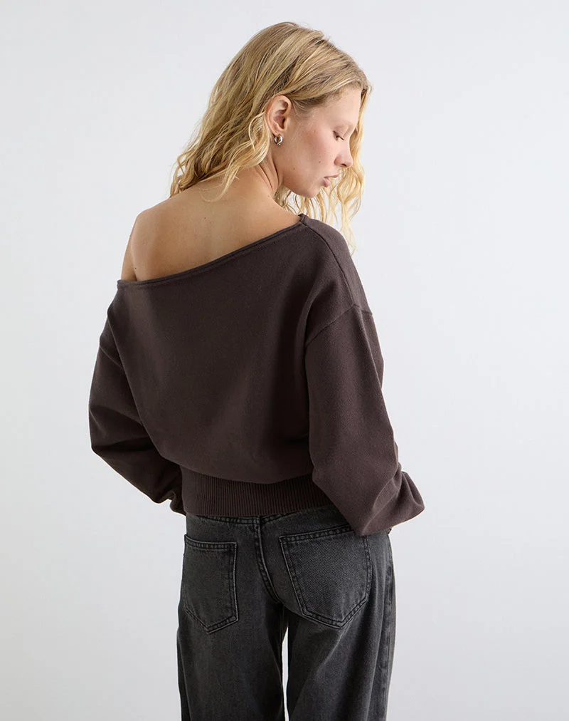Jalira Asymmetrischer Pullover in Braun