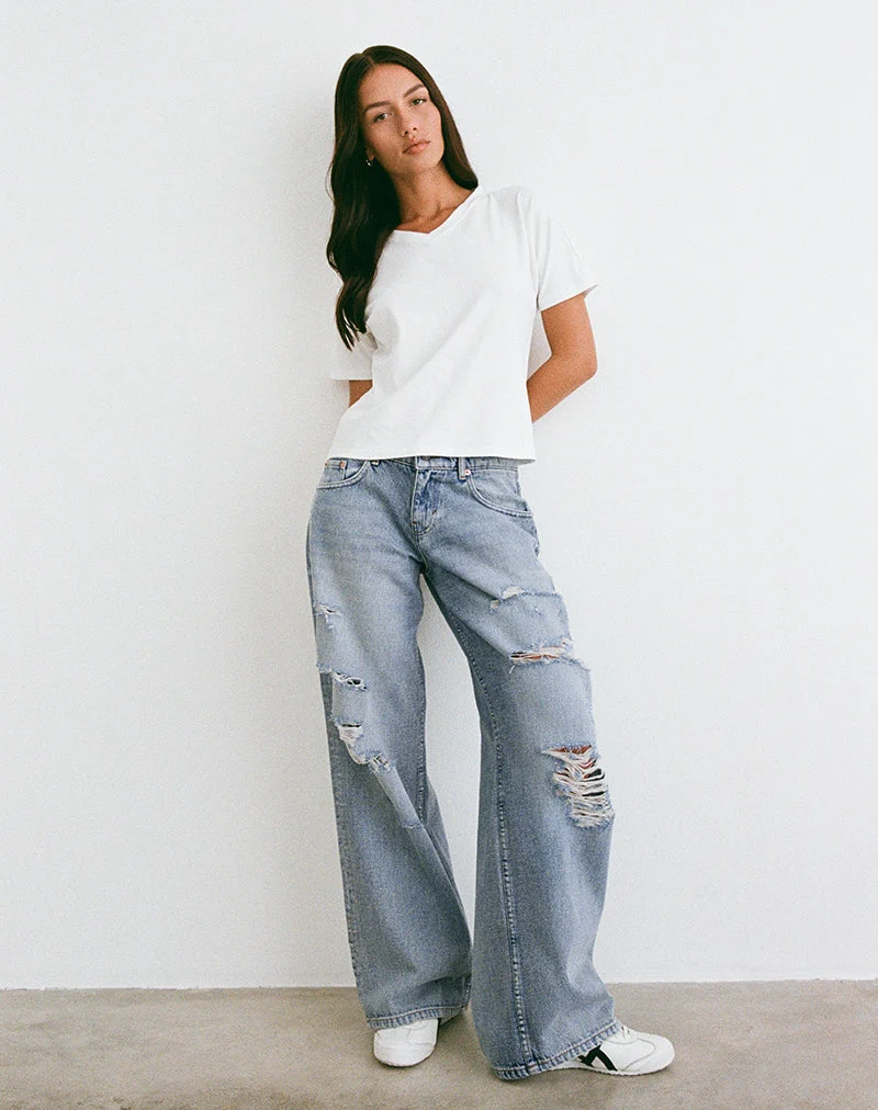 Geräumige Low Rise Jeans in Extreme Rip Vintage Blue