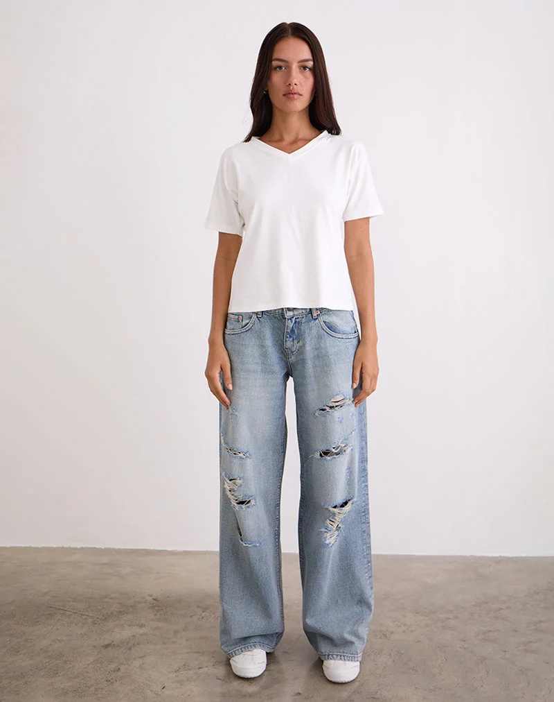 Geräumige Low Rise Jeans in Extreme Rip Vintage Blue