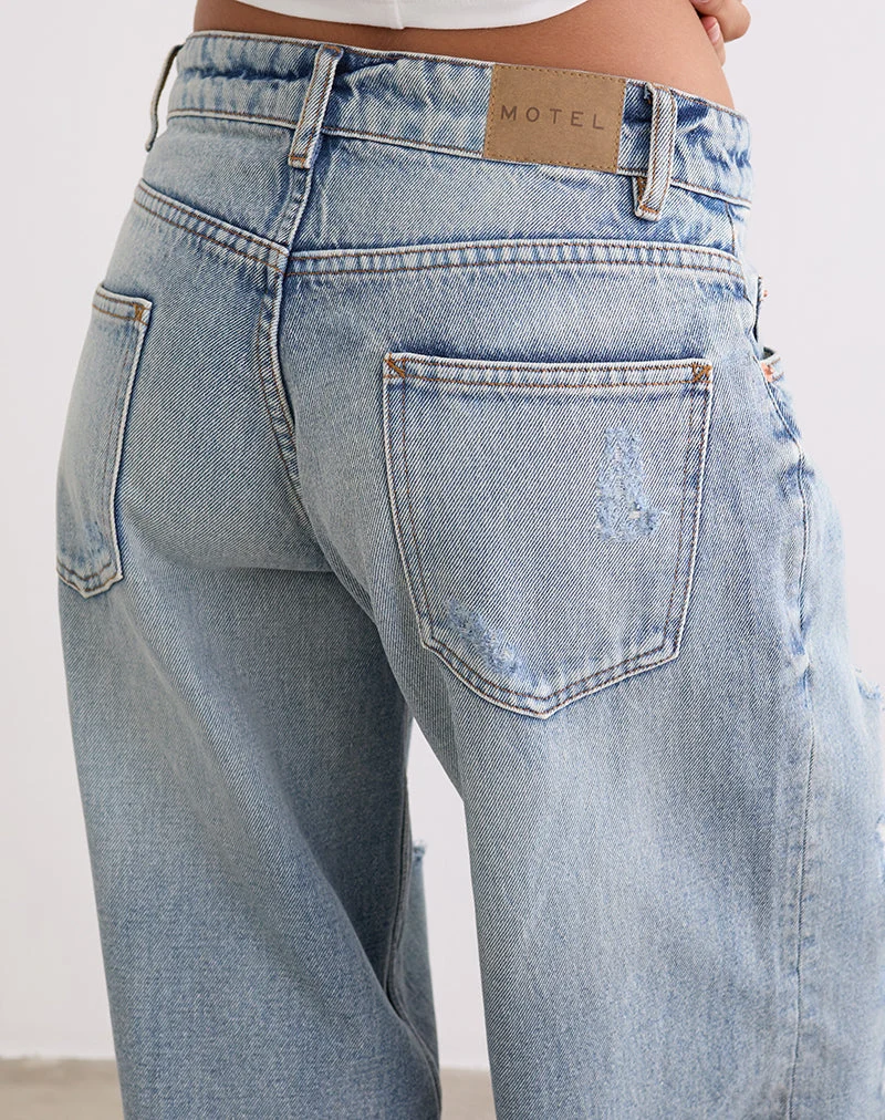 Geräumige Low Rise Jeans in Extreme Rip Vintage Blue