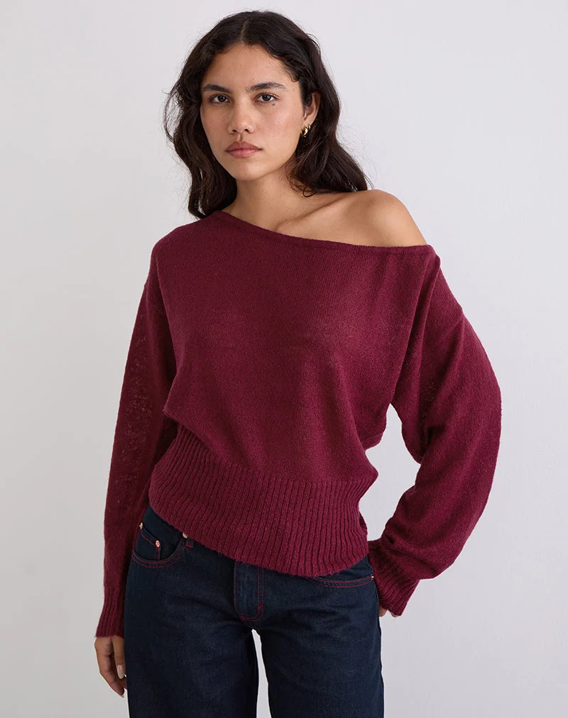 Suena Asymmetrischer Pullover in Wein