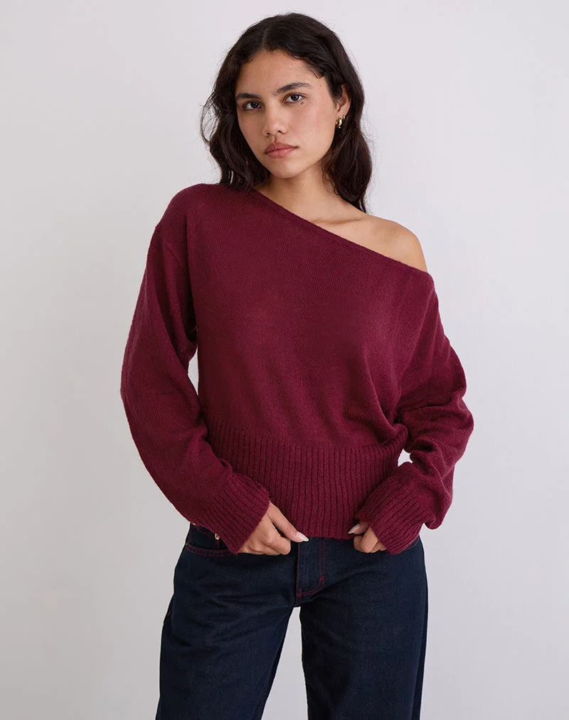 Suena Asymmetrischer Pullover in Wein