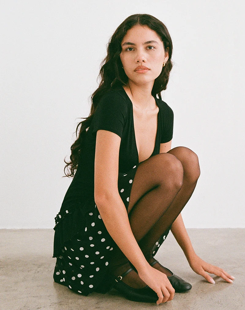 Navya Wickelminikleid in Polka Schwarz und Weiß