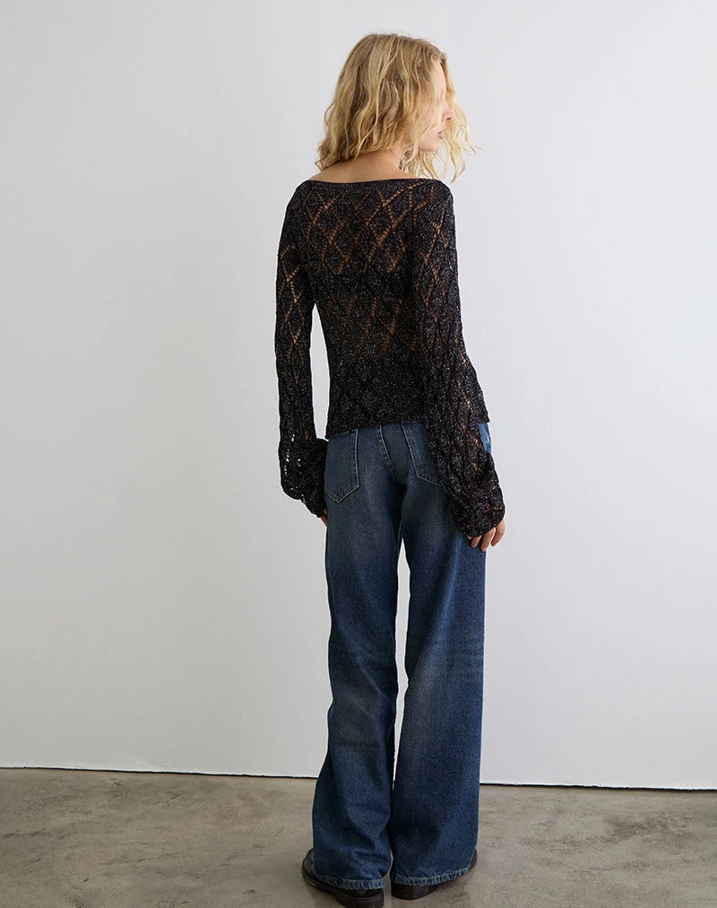 Tate Pullover in Schwarz Metallic