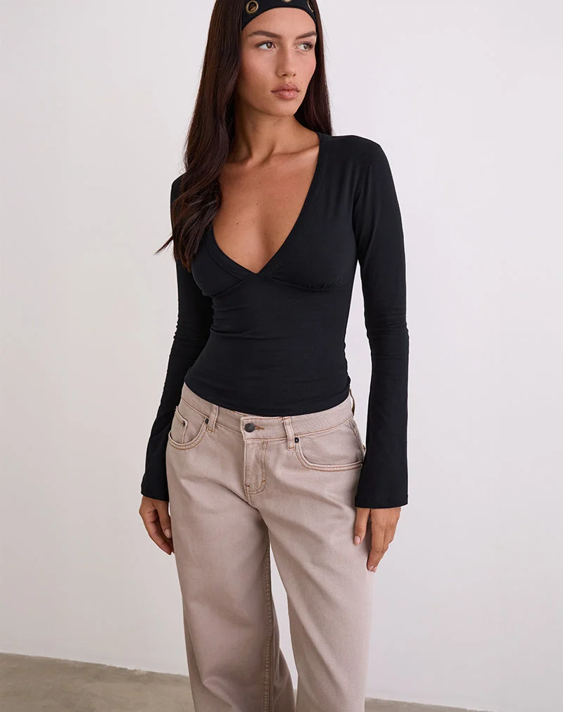Emesy Langärmeliges Top in Schwarz