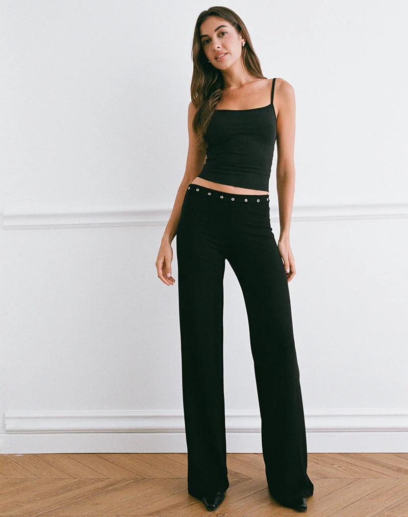 Dorala Low-Rise-Hose mit Ösen in Schwarz