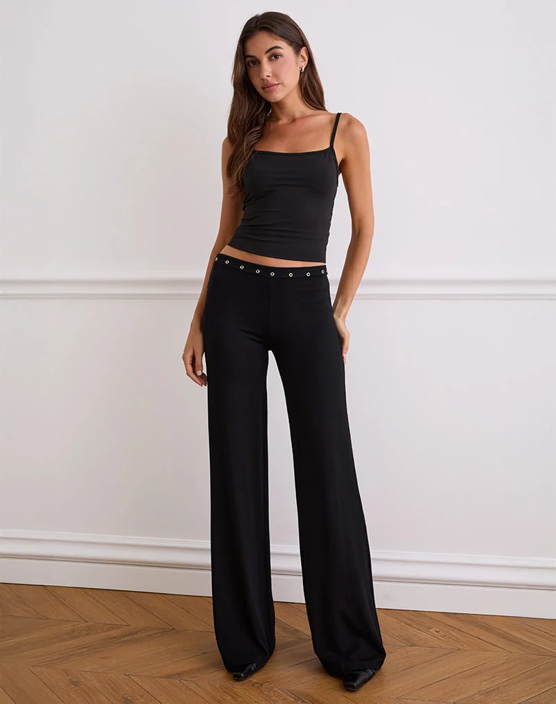Dorala Low-Rise-Hose mit Ösen in Schwarz