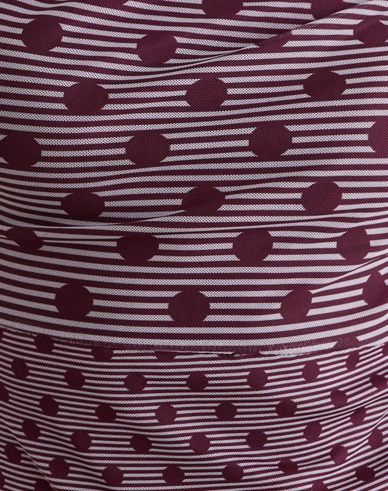Tarya Asymmetrisches Top in Polka Pflaume gestreift