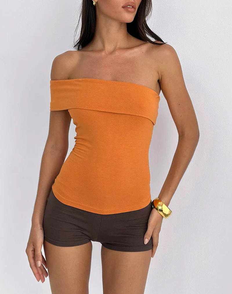 Marga One Shoulder Top in Sunset Orange