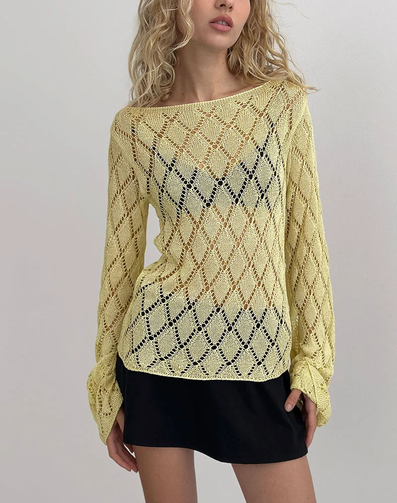 Tate-Pullover in Metallic-Zitrone