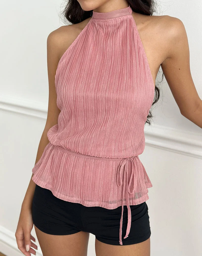 Brienne Top aus Chiffon Plissee Rosa