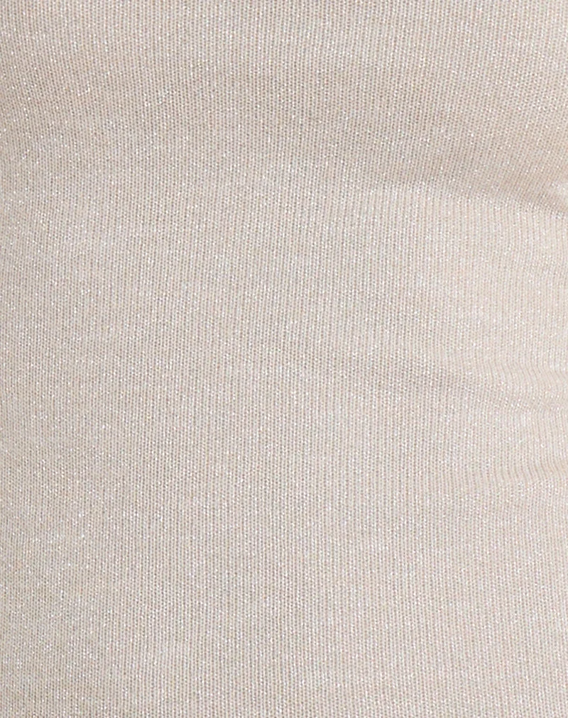 Jalari Ösen-Cami-Top in Haferflocken gestrickt