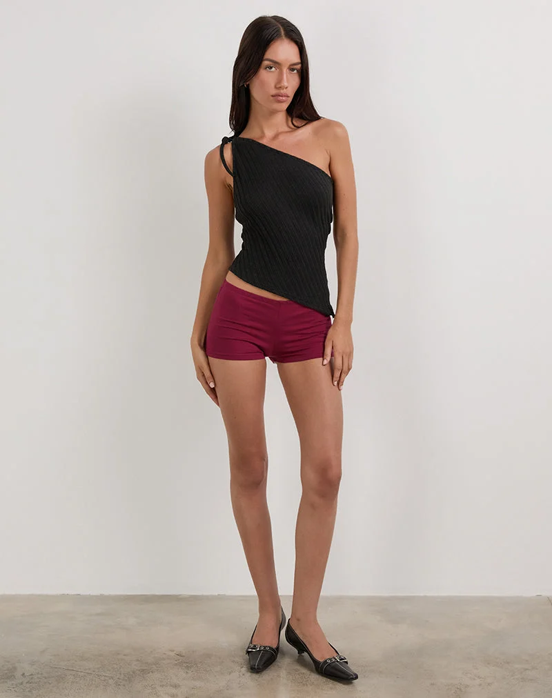 Rusana Top aus transparentem Diagonalstrick Schwarz