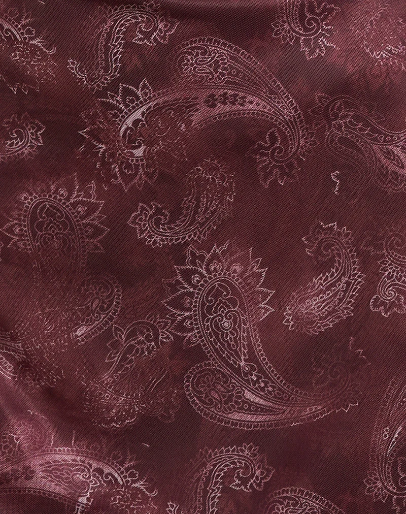 Modena Langärmeliges Minikleid aus tonalem Paisley Pflaume