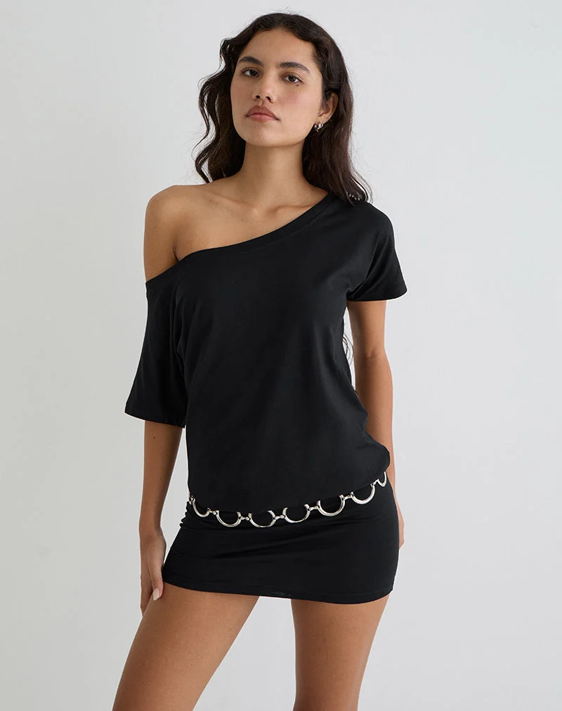 Edwina Schulternahes Minikleid in Schwarz