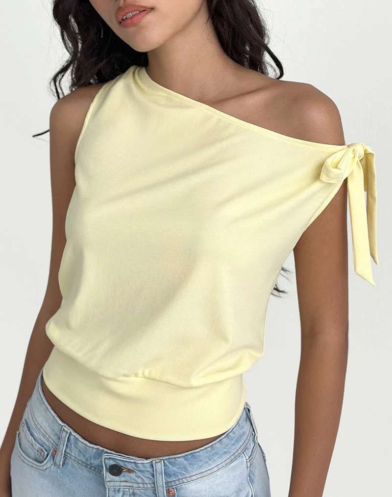 Aleyah Tie Shoulder Tee in Zitrone