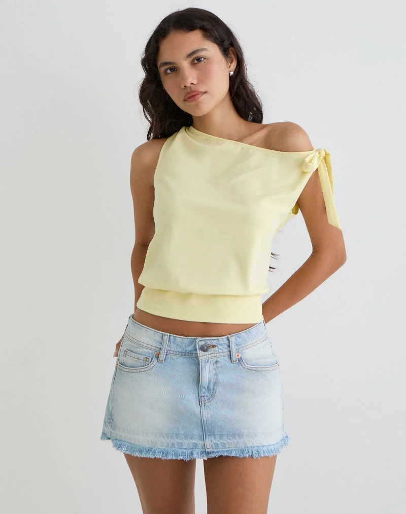 Aleyah Tie Shoulder Tee in Zitrone