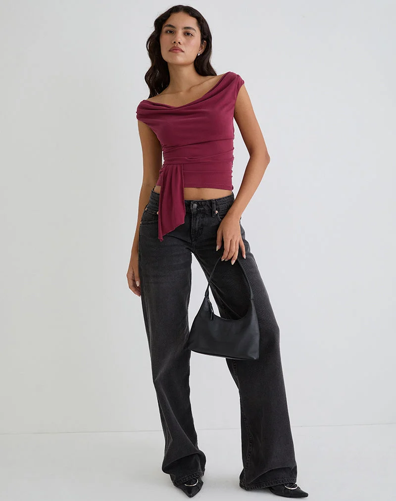 Neida Drapiertes Oberteil aus Cupro Burgund