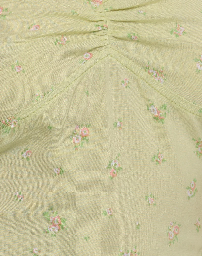 Tismia Top in Fun Ditsy Floral Lime