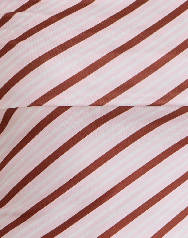 Sarla One Shoulder Top in Diagonalstreifen Rosa