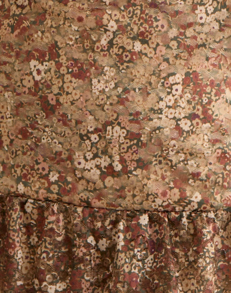 Lotri Wickelminikleid in Cluster Floral Braun