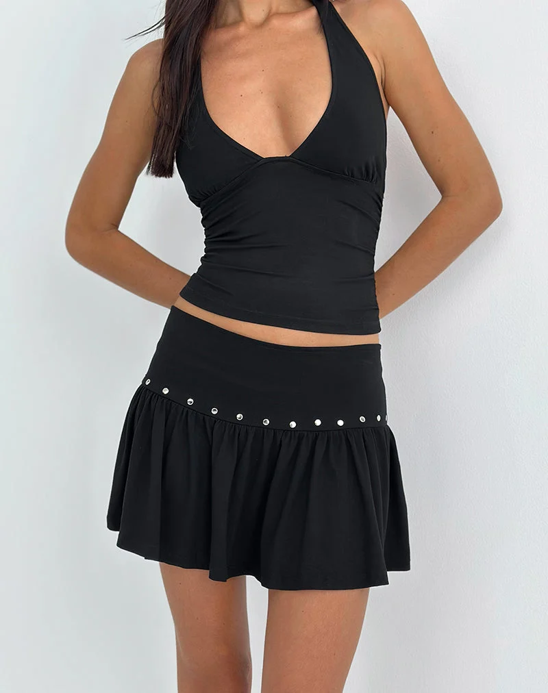 Nefety Nietenrock aus Jersey Schwarz