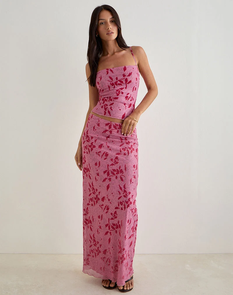 Lotus-Cami-Top in Stencil Flower Pink