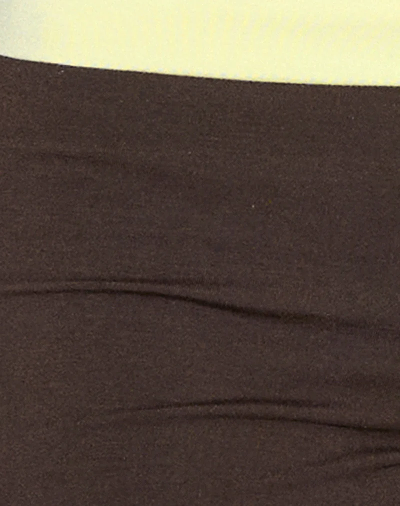 Inrida Neckholder-Top in Schokoladenbraun und Zitrone