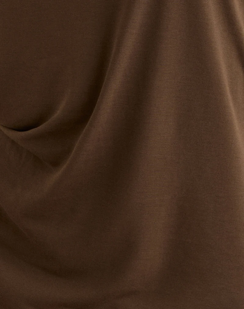 Amelina Rückenfreies Asymmetrisches Minikleid in Dunkelbraun