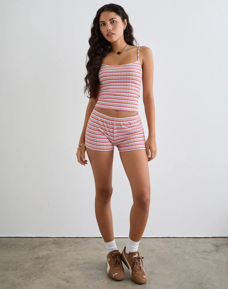 Sunala Cami Top in gestreifter Rippe Rosa und Flieder