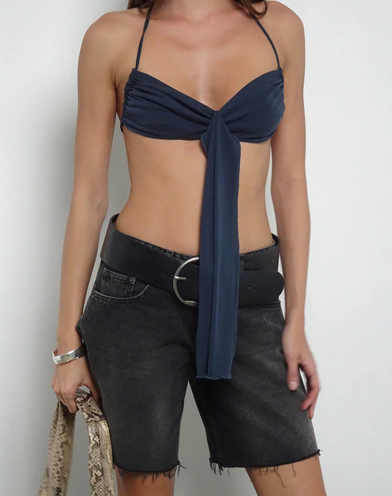 Alohi Krawatten-Bralette aus Cupro Ocean Storm