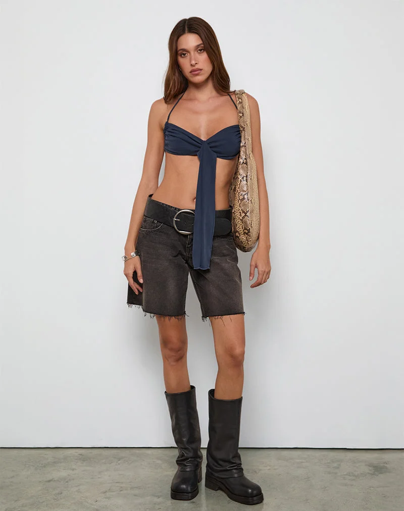 Alohi Krawatten-Bralette aus Cupro Ocean Storm