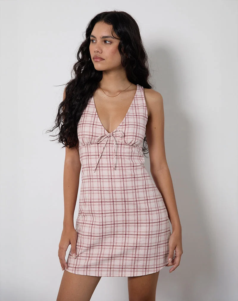 Asatari Minikleid in Basic Tartan Rosa
