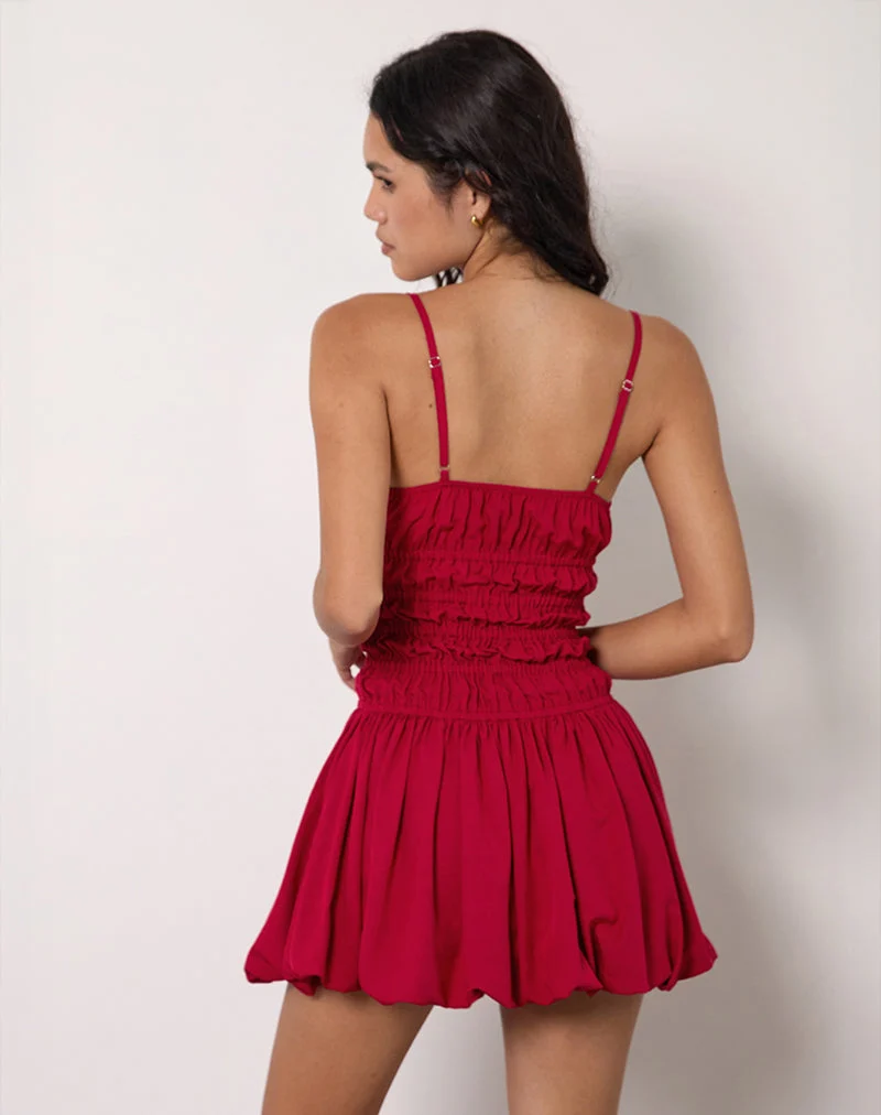 Rasmil Bubble Mini Dress in Adrenalin Rot