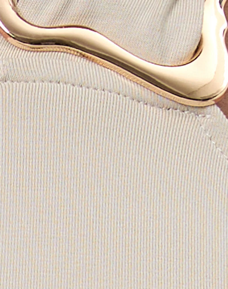 Lorie Neckholder-Top aus Cupro-Hafermilch mit Metallring
