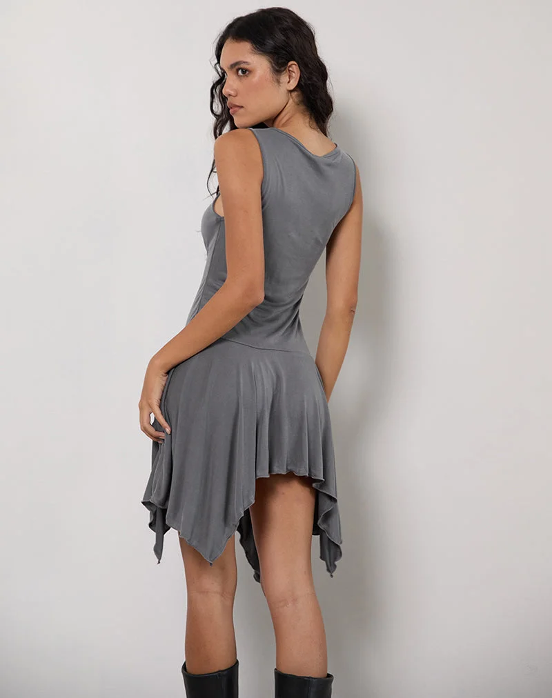 Briar Wasserfall-Minikleid aus Cupro Grau