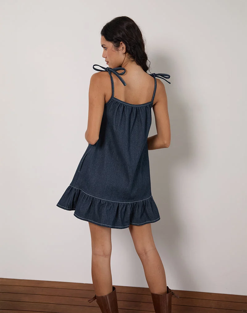 Carlisle Minikleid aus Chambray Indigo