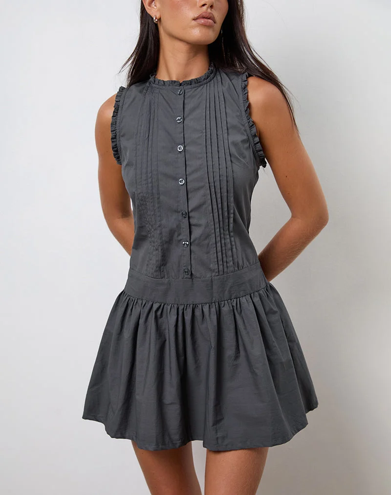 Dayara Minikleid aus Popeline in Anthrazit