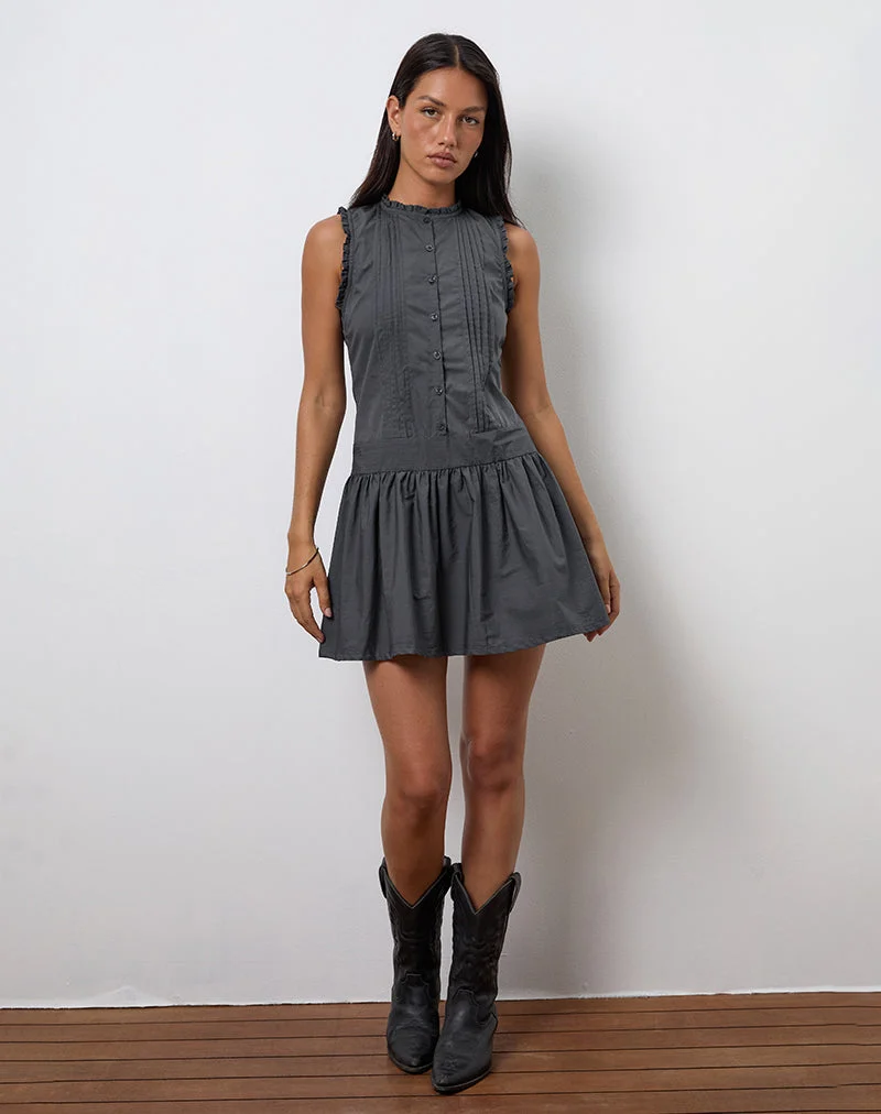 Dayara Minikleid aus Popeline in Anthrazit