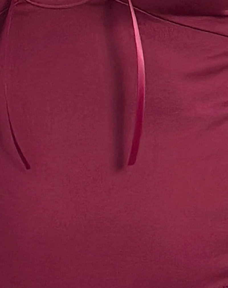 Livina Top aus Slinky Jersey Burgund mit Spitze