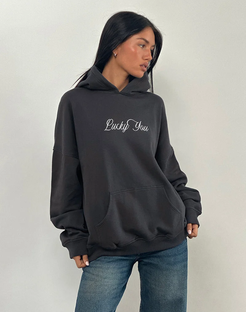 Kapuzenpulli in Übergröße aus Ocean Storm mit Lucky You Grafik